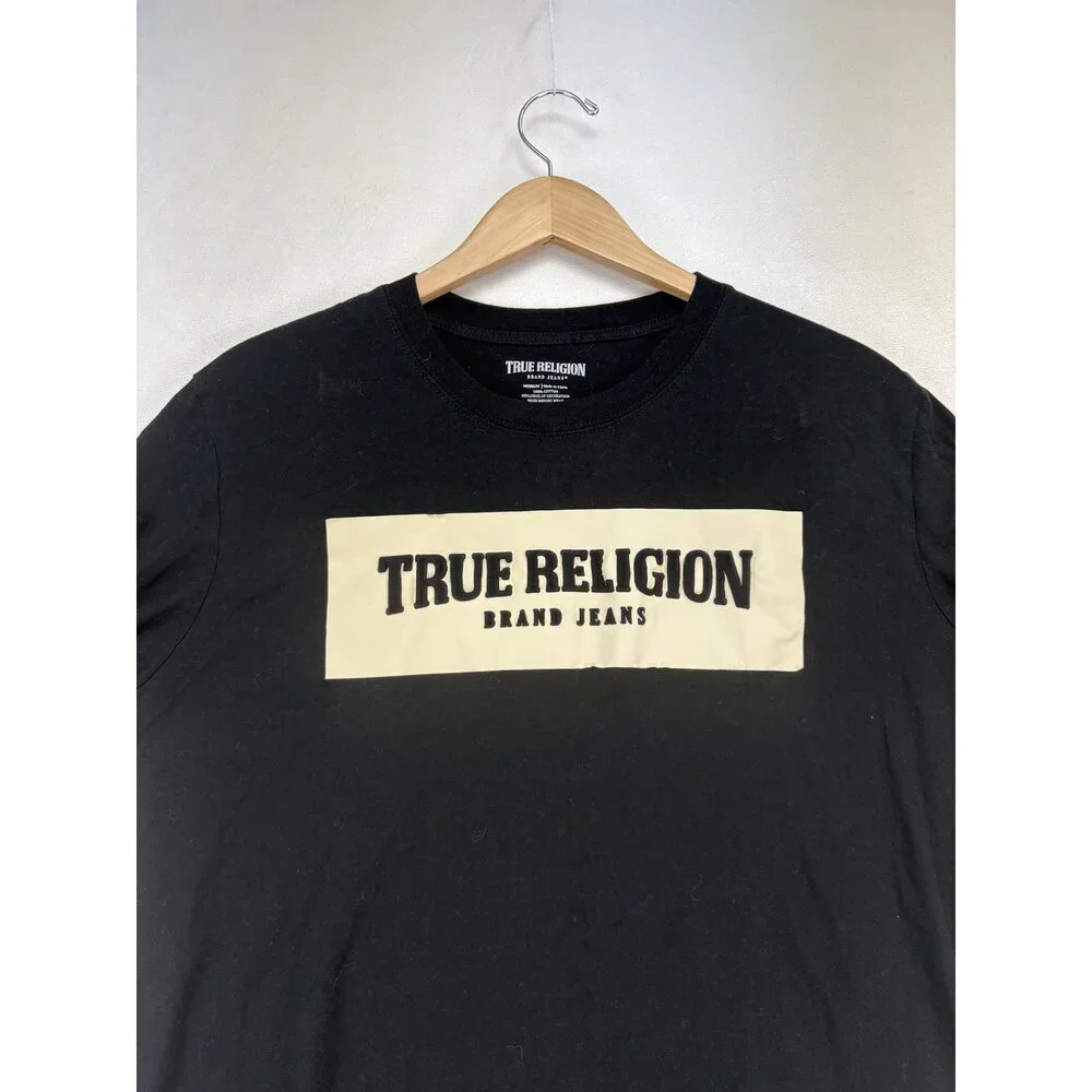 True Religion Men's Long Sleeve‎ Logo Tee Black M